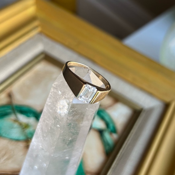 vintage 14K gold CZ mens ring - Picture 6 of 16